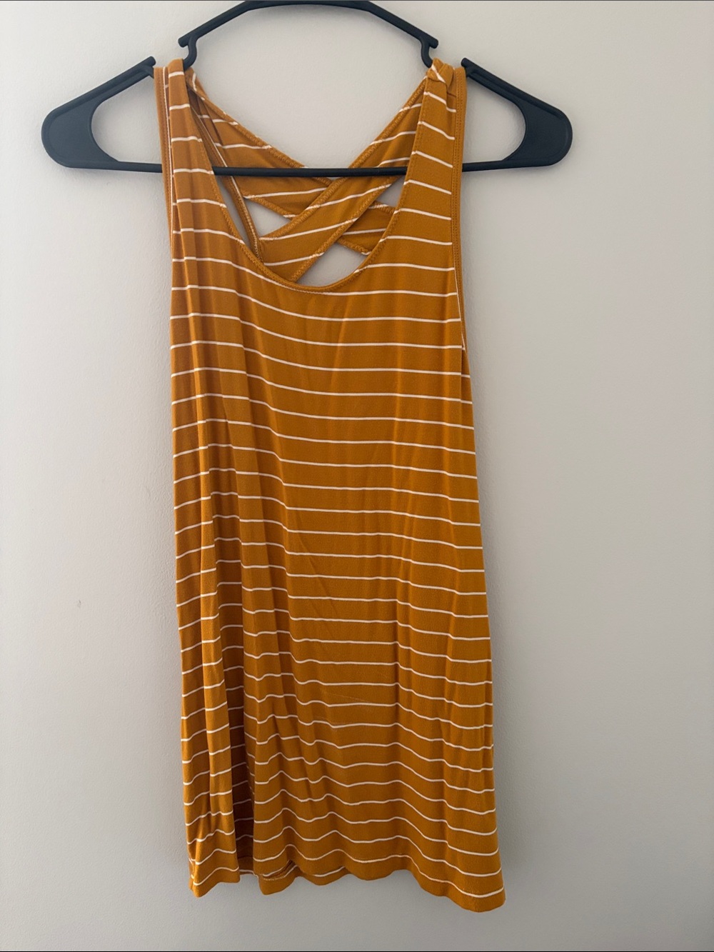 Striped Crisscross Back Tank Top in Mustard